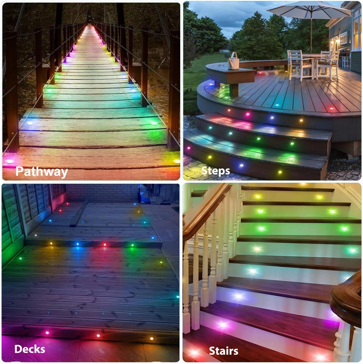 30Pack 1.22" Low Voltage WiFi RGBW+IC Dynamic Recessed LED Deck Light Waterproof