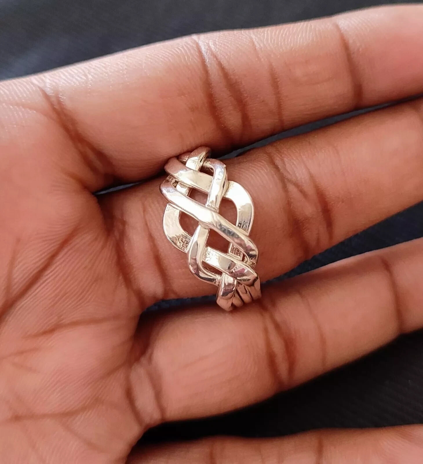 4 Band 1 Knotted Puzzle Ring Silver Ring Jewelry For Men Handmade Gift