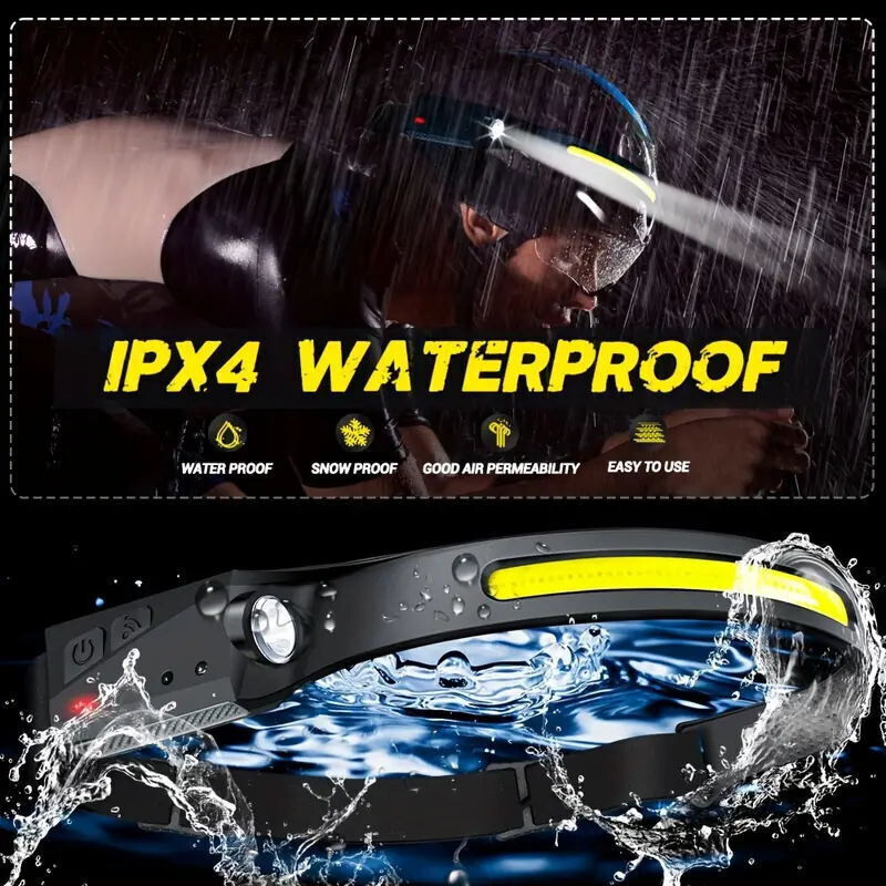 2X Waterproof COB Headlamp Night Buddy LED Sensor 230° Head Torch Headlight Lamp
