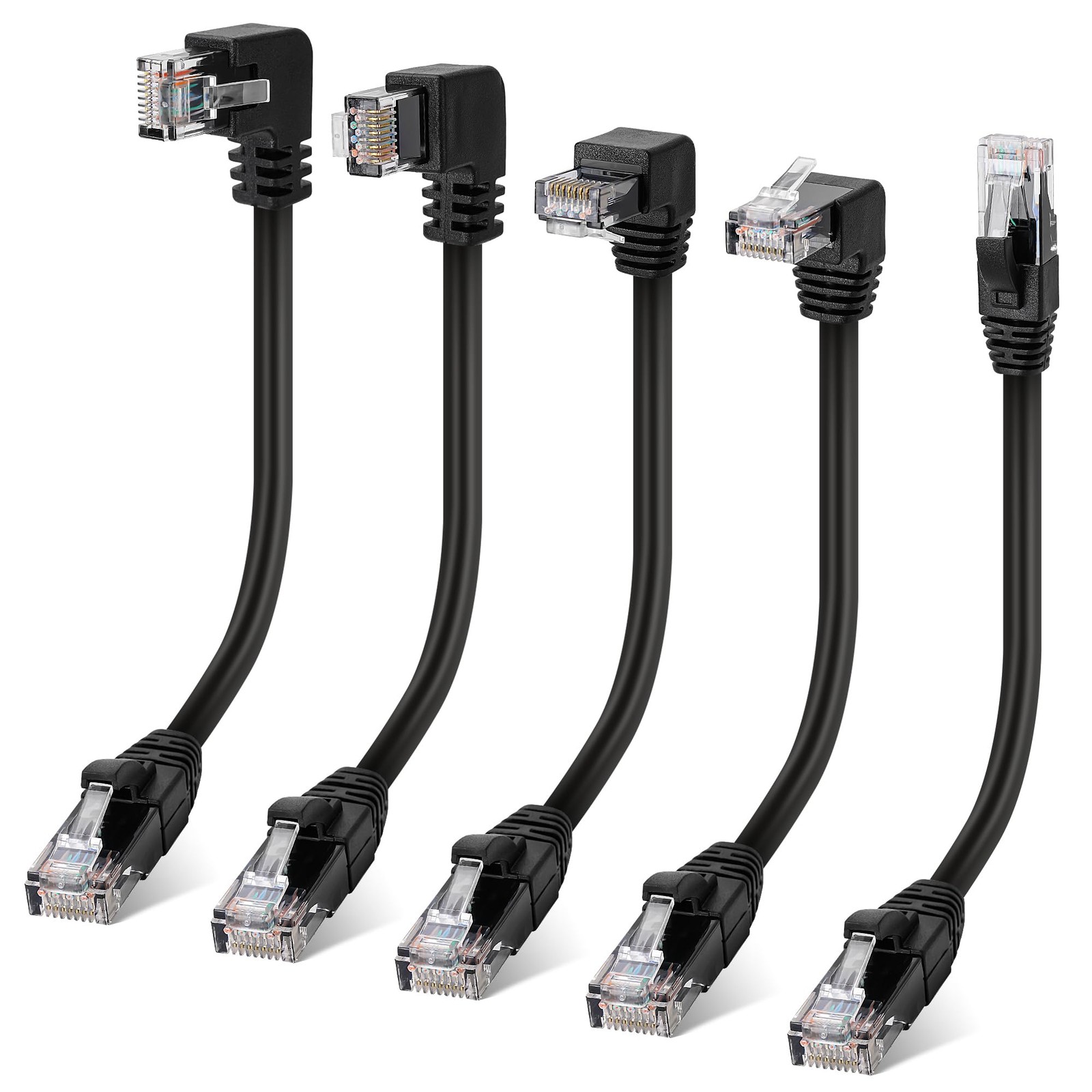 Cat 6 Ethernet Extension Cable 5Pack, Multiple Angle 2 Feet, 5 Pack