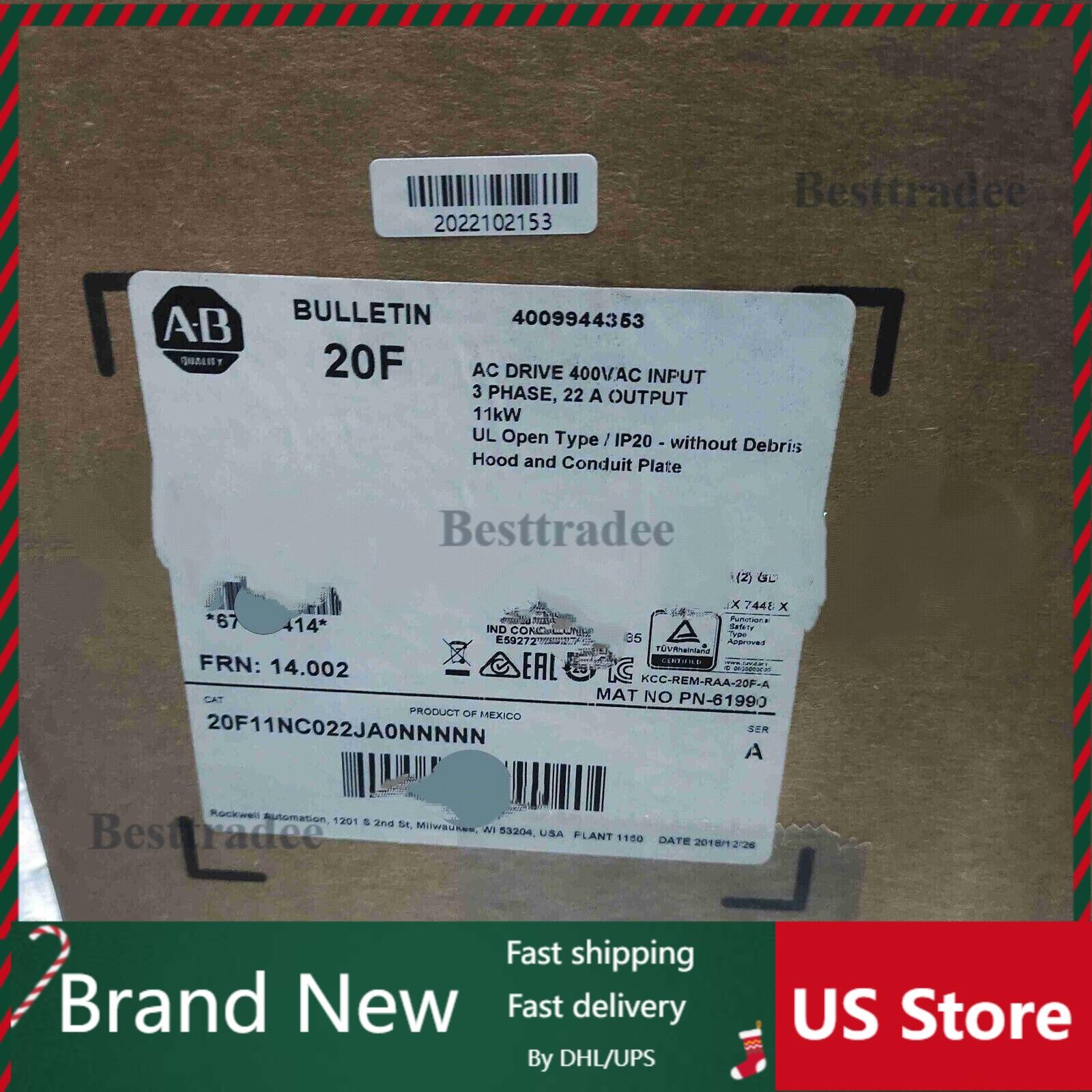 New AB 20F11NC022JA0NNNNN PowerFlex Air Cooled 753 AC Drive US Free Tax