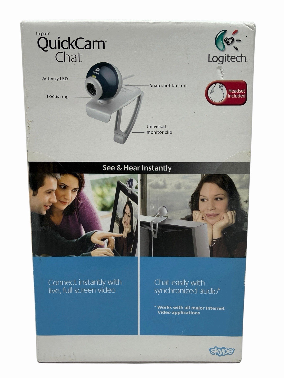 Logitech QuickCam Chat USB Webcam w/ Headset New Open Box Windows XP Vista PC