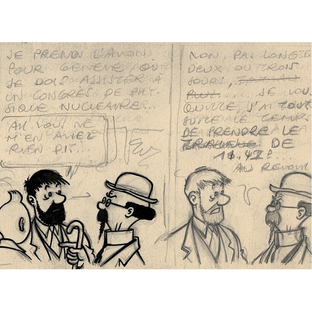 Postcard Moulinsart Tintin CP Crayonné, L'affaire Sunflower (17.5x12.5cm)