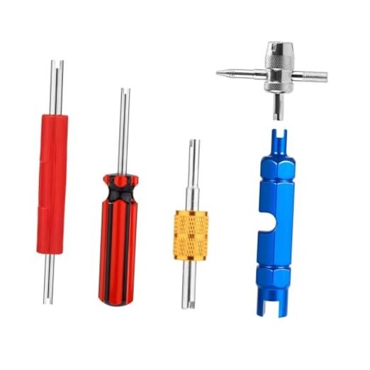 Tire Valve Stem Removal Tool Set, 5 Pcs Tire Valve Stem Tool Kit, Double and