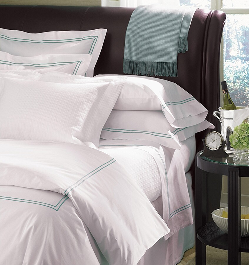 GRANDE HOTEL BY SFERRA, 4 PCS COTTON SHEET SET WITH 7 DIFFERENT COLOR STITCHINGS