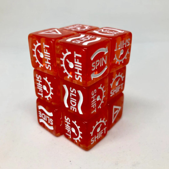 12x Gaslands Dice - Translucent RED with White Marks - Skid/Handling Dice 16mm