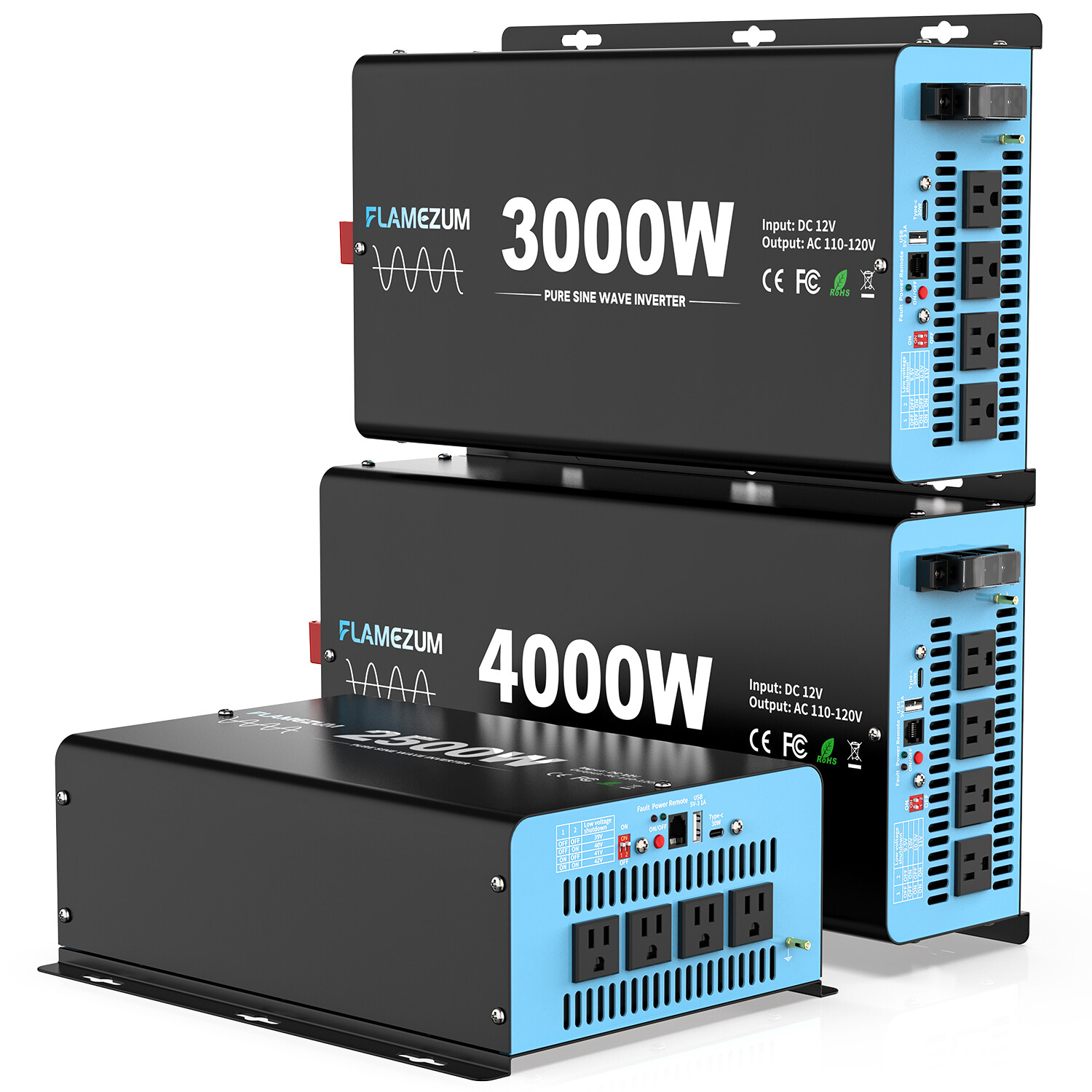 2500W 3000W 4000W Pure Sine Wave Power Inverter 12V 110 120V Converter Car Boat