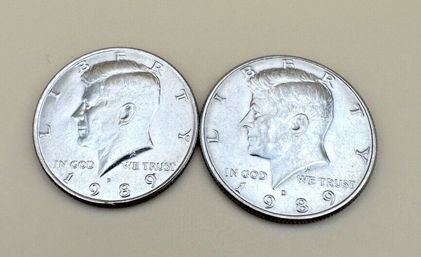1989 P & D Kennedy Half Dollar  Set (2 coins)  AVE CIRCULATED