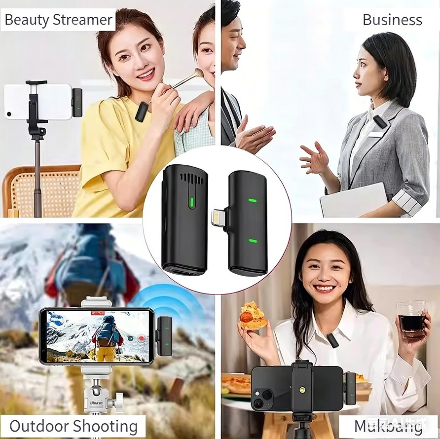 Mini Mic (2 TX + 1 RX + Charging Case) Wireless Lavalier Microphone for Tybe-c