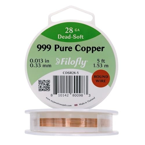 Copper Wire, Dead Soft, Round, (5 FT) 28 Gauge 5 Feet