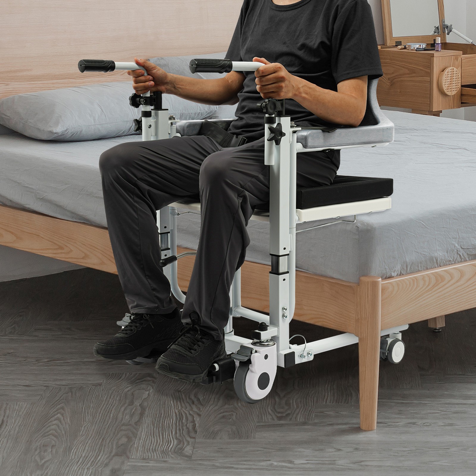 180° Open & Close Transport Wheelchair Hydraulic Patient Lift Nursing Chair