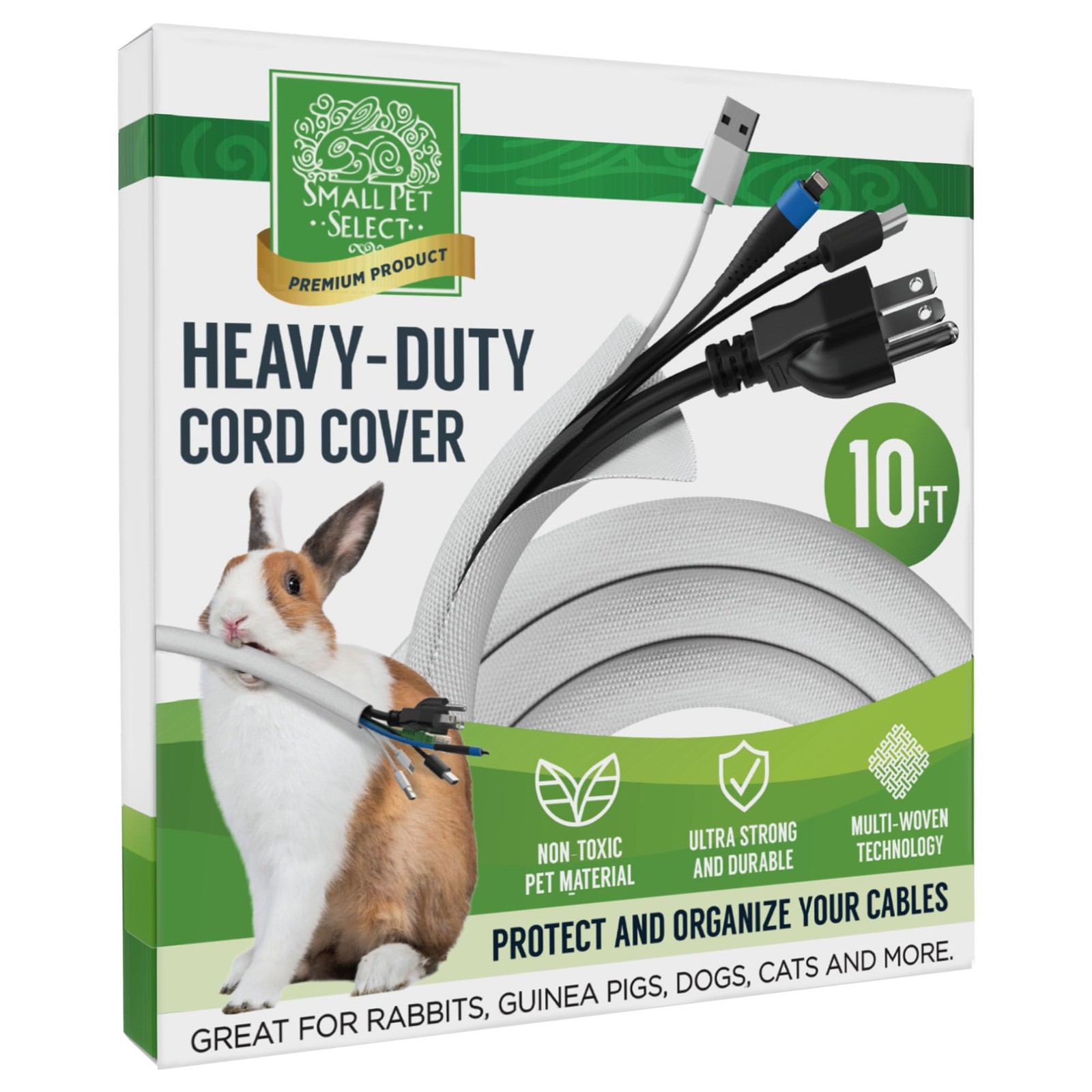 Heavy Duty Cord Cover - White, 10ft - Ultra Durable Electrical Cable and Wire...