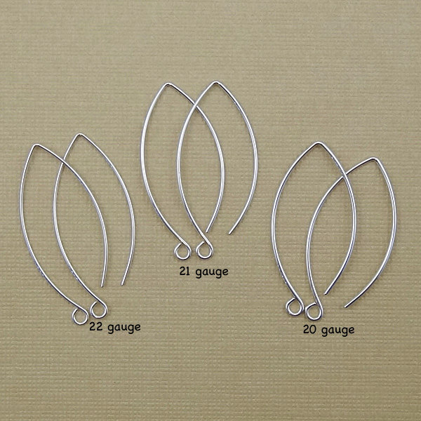 Handmade Long Earring Hooks - Large Leaf Ear Wires - Sterling Silver Earwires