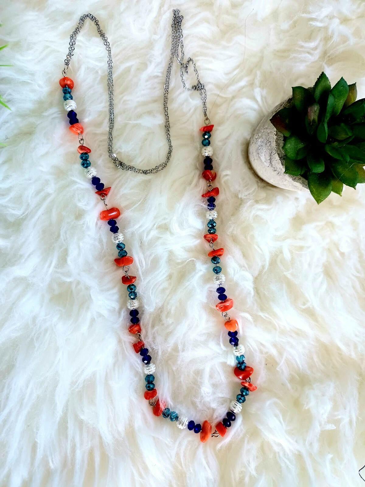 Trendy, versatile and Luxury long chain-bead necklace