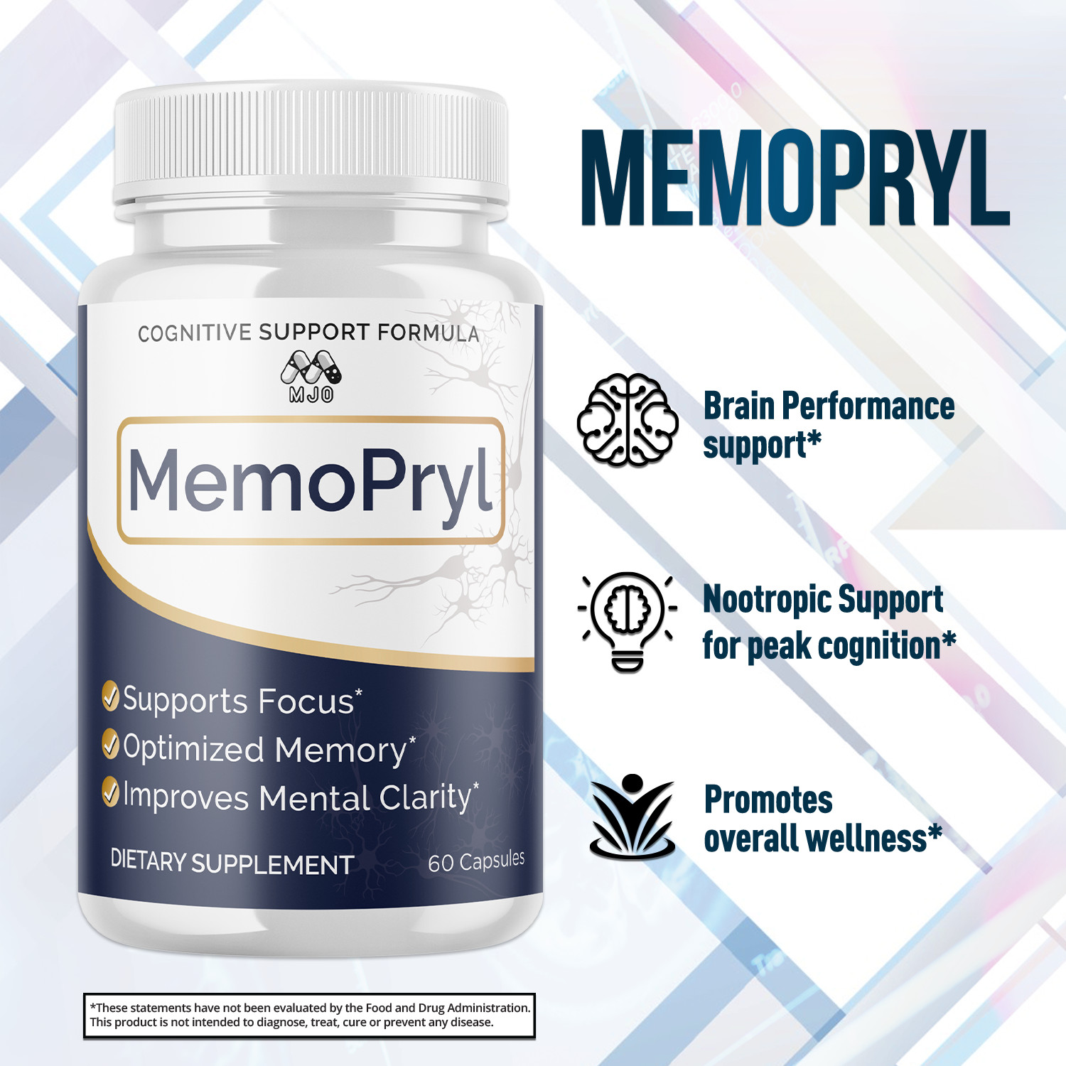 (3 Pack) MemoPryl Advanced Nootropic Brain Support Max Supplement 180 Capsules