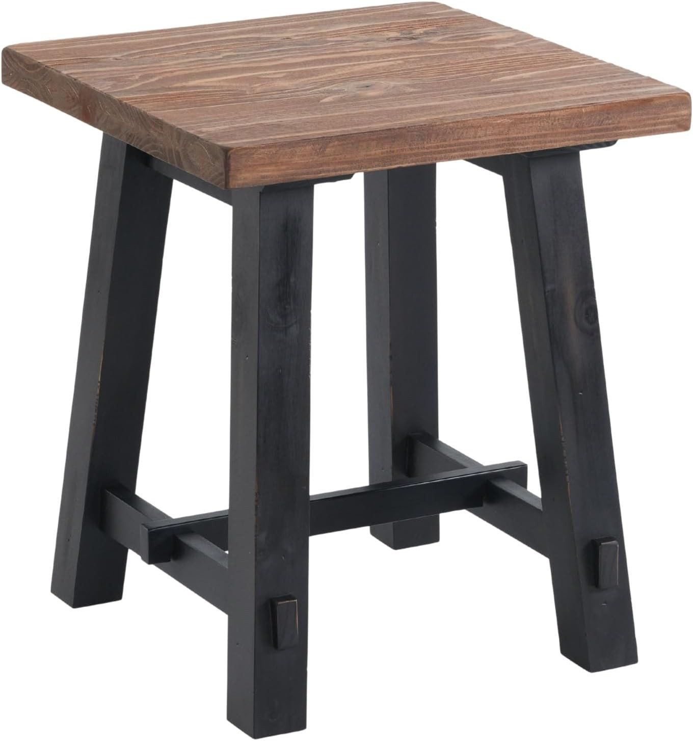 Adam Rustic Industrial Side Table, Natural/Black, 21” | Solid Wood Square End Ta