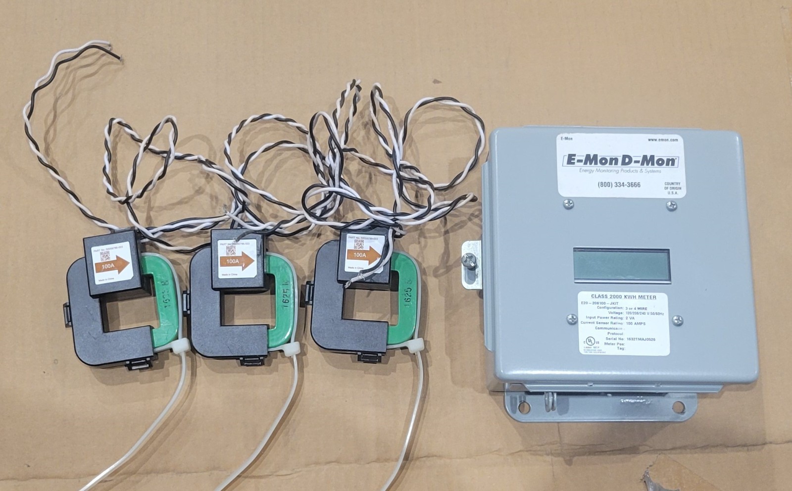 E-Mon D-Mon Class 2000 KWH Meter w/ 3x E-Mon split-core current transformers