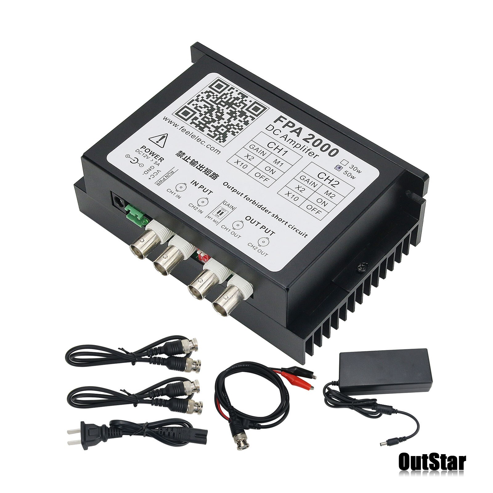 DC High Power Amplifier Signal Generator 2-CH Amplifier FPA2000-50W DC-100KHz