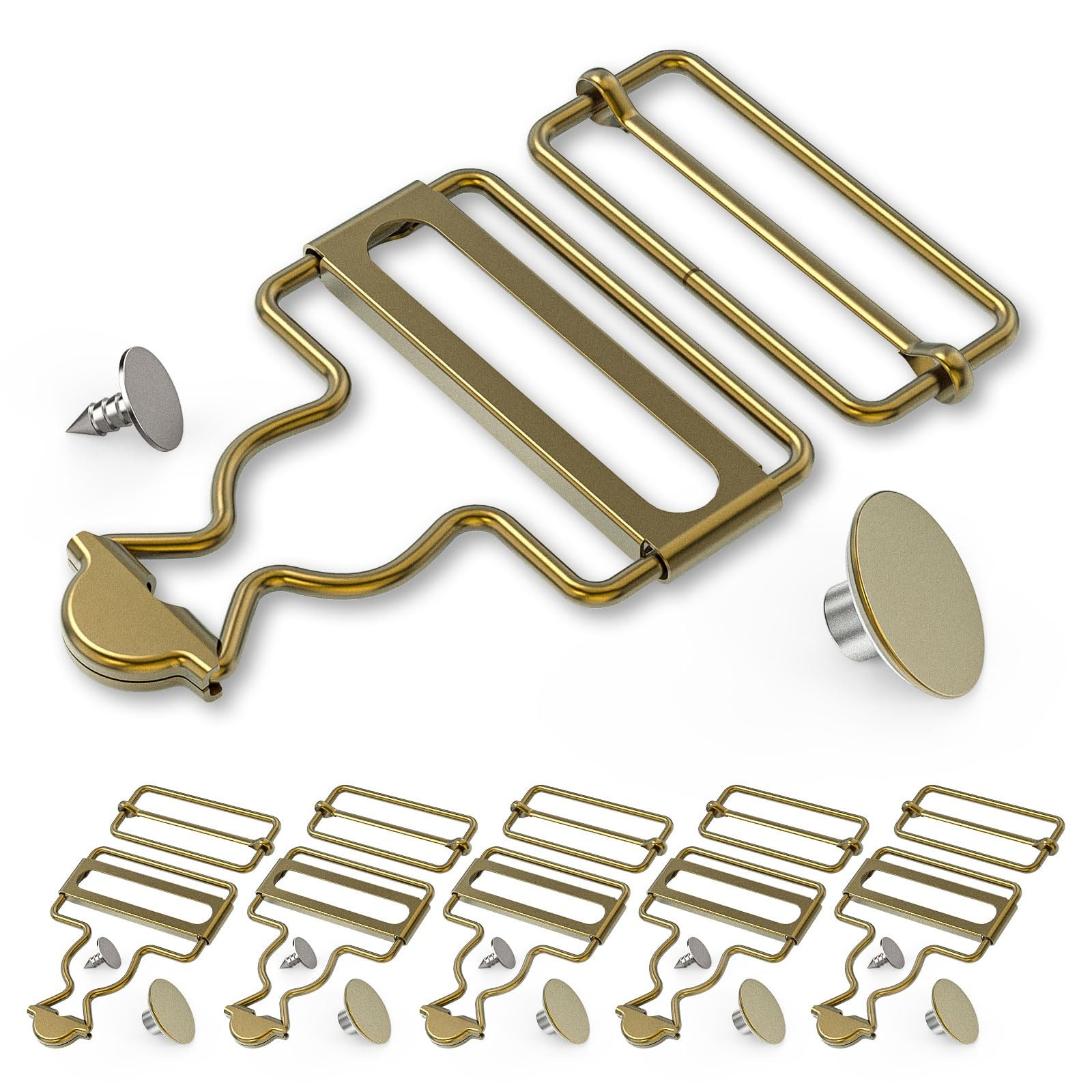 6 Sets Metal Overall Buckles Replacement for Jeans Suspender Bib Pants
