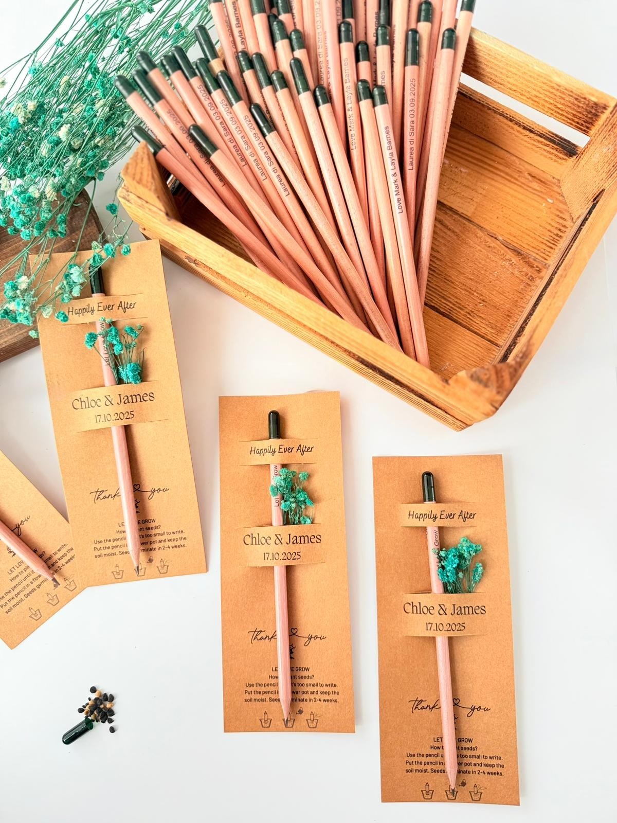 25Pcs Plantable Seed Pens & Cards Set - Sustainable Birthday Party Favors