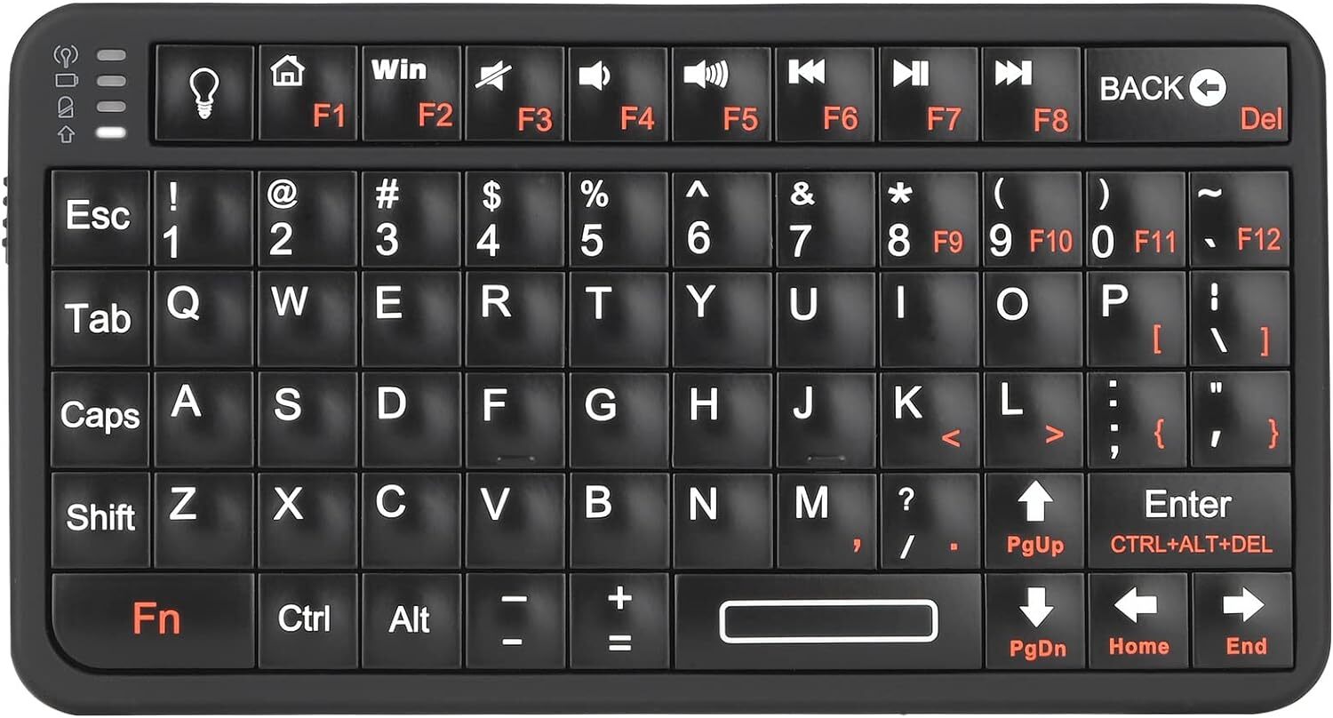 Mini Bluetooth Keyboard Wireless Qwerty 66 Keys Backlit Rechargeable Portable