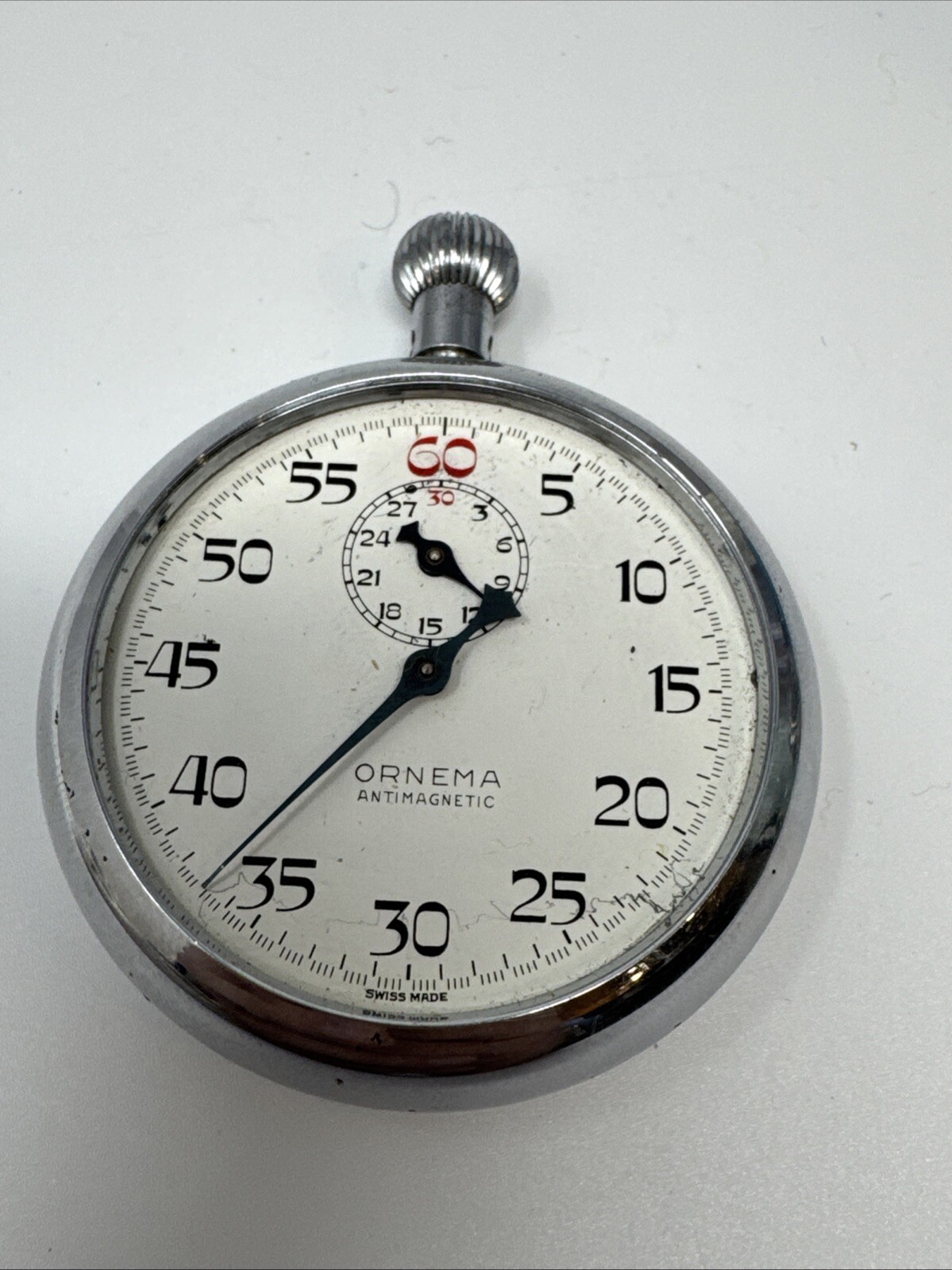 Vintage Ornema Antimagnetic Stopwatch For Parts Or Repair