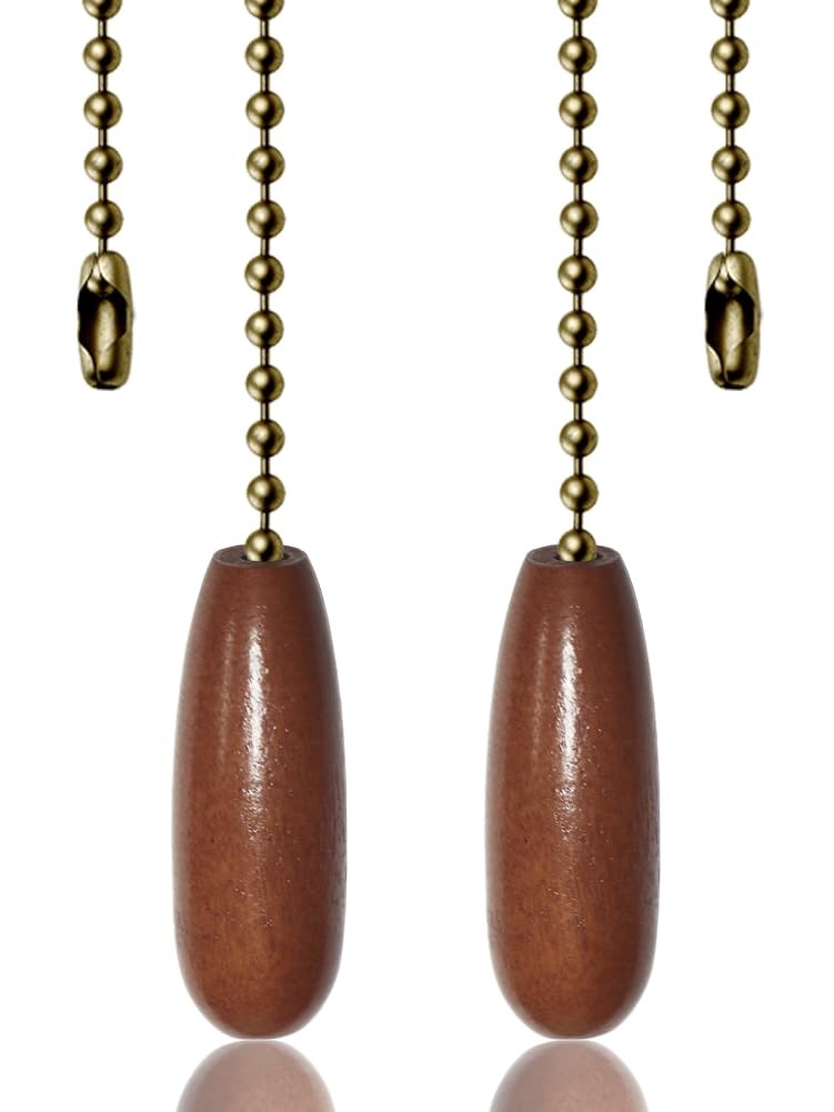 Aceple 2 Pack Ceiling Fan Pull Chain Extender, 12 Inches 12 inches, Walnut
