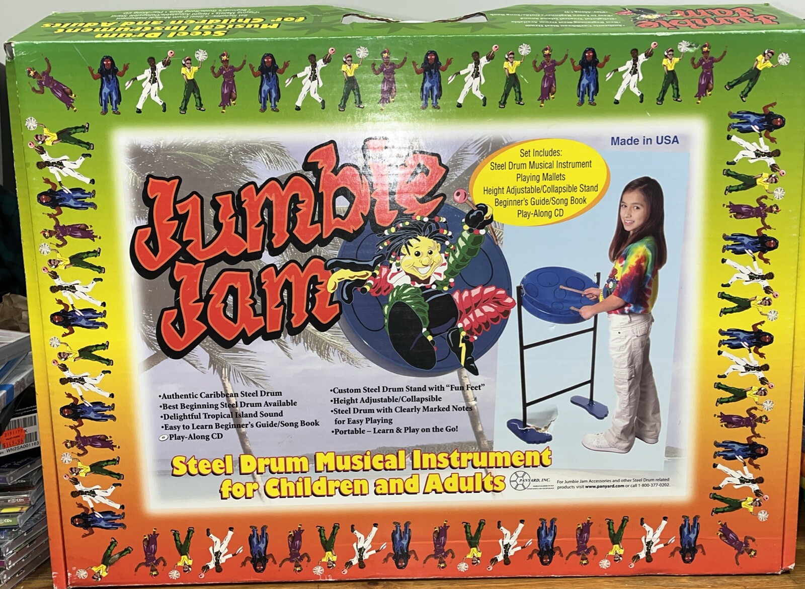 Jumbie Jam Steel Drum Kit with Deluxe Tube Floor Stand - Blue Pan