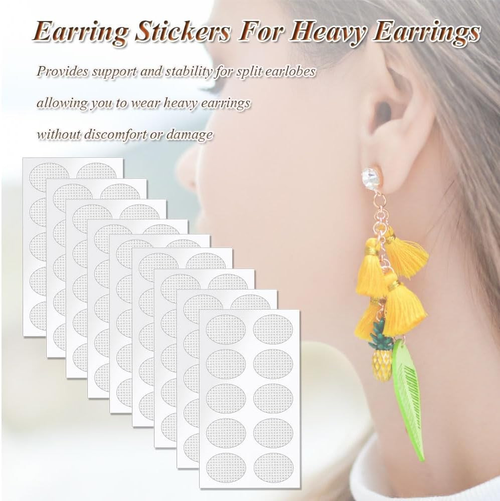 Earring Stickers for Split Earlobes, 200 Pcs Earring Support Patches for Heavy E