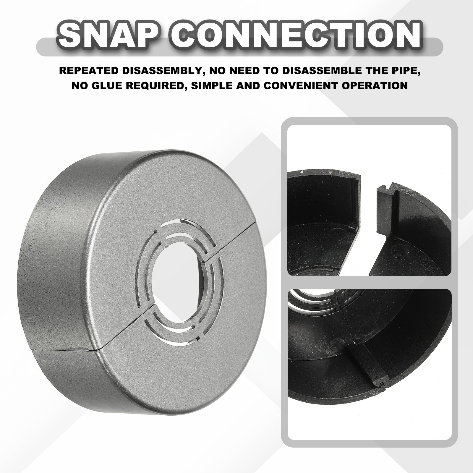 4pcs Wall Split Flange 0.98" Plastic Round Split Flange Pipe Cover, Gray