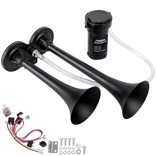 Car Horn 12V 150db Super Loud Air Horn, Dual 12V Standard Air Horn Black