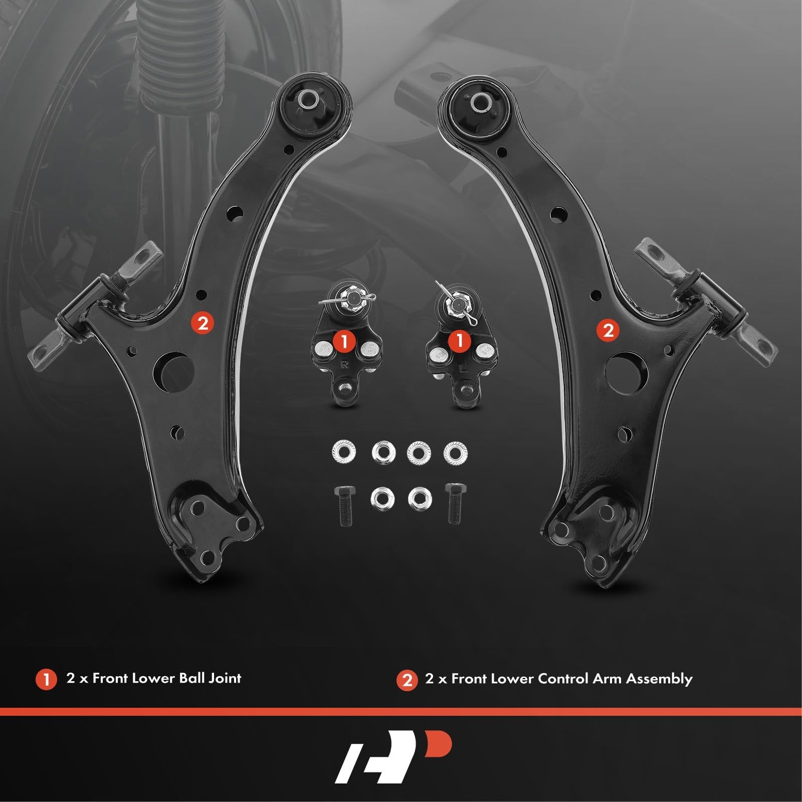 A-Premium 4Pcs Front Suepnsion Kit, Lower Control Arm, Lower Ball Joint, Comp...