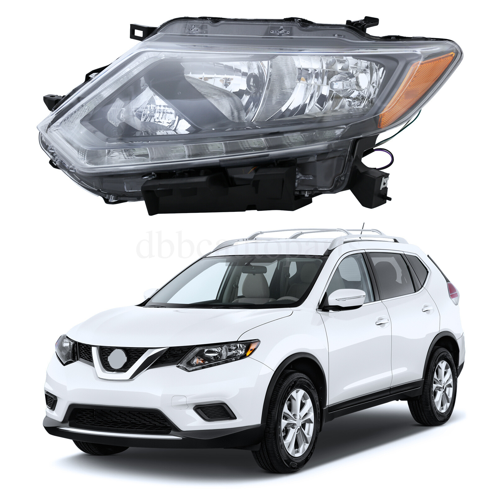 Headlight Headlamp w/LED DRL Fit For 2014 -2016 Rogue Halogen  Left LH