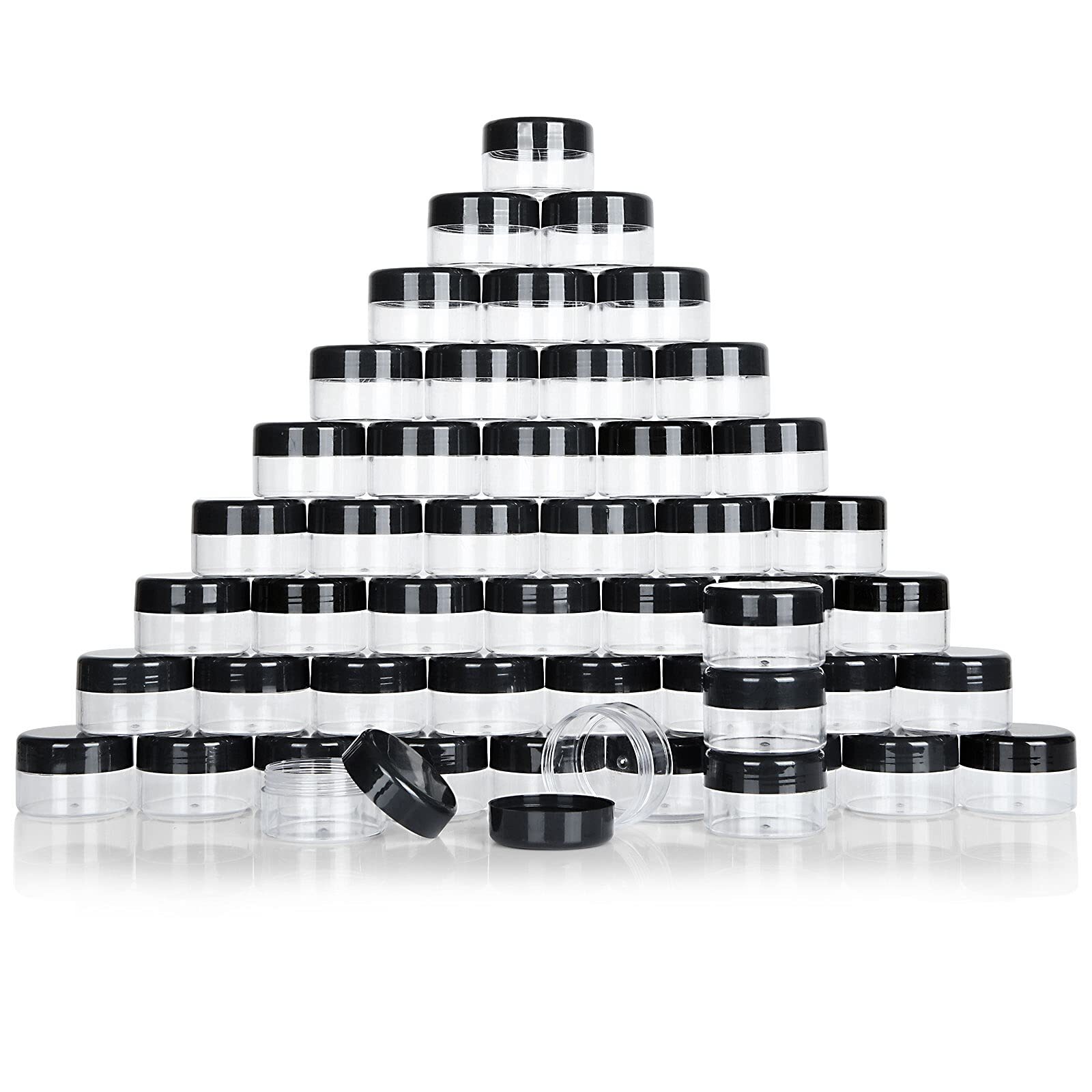 100 Pieces Sample Empty Containers 20g Clear Cosmetic Container Jars with Lid...
