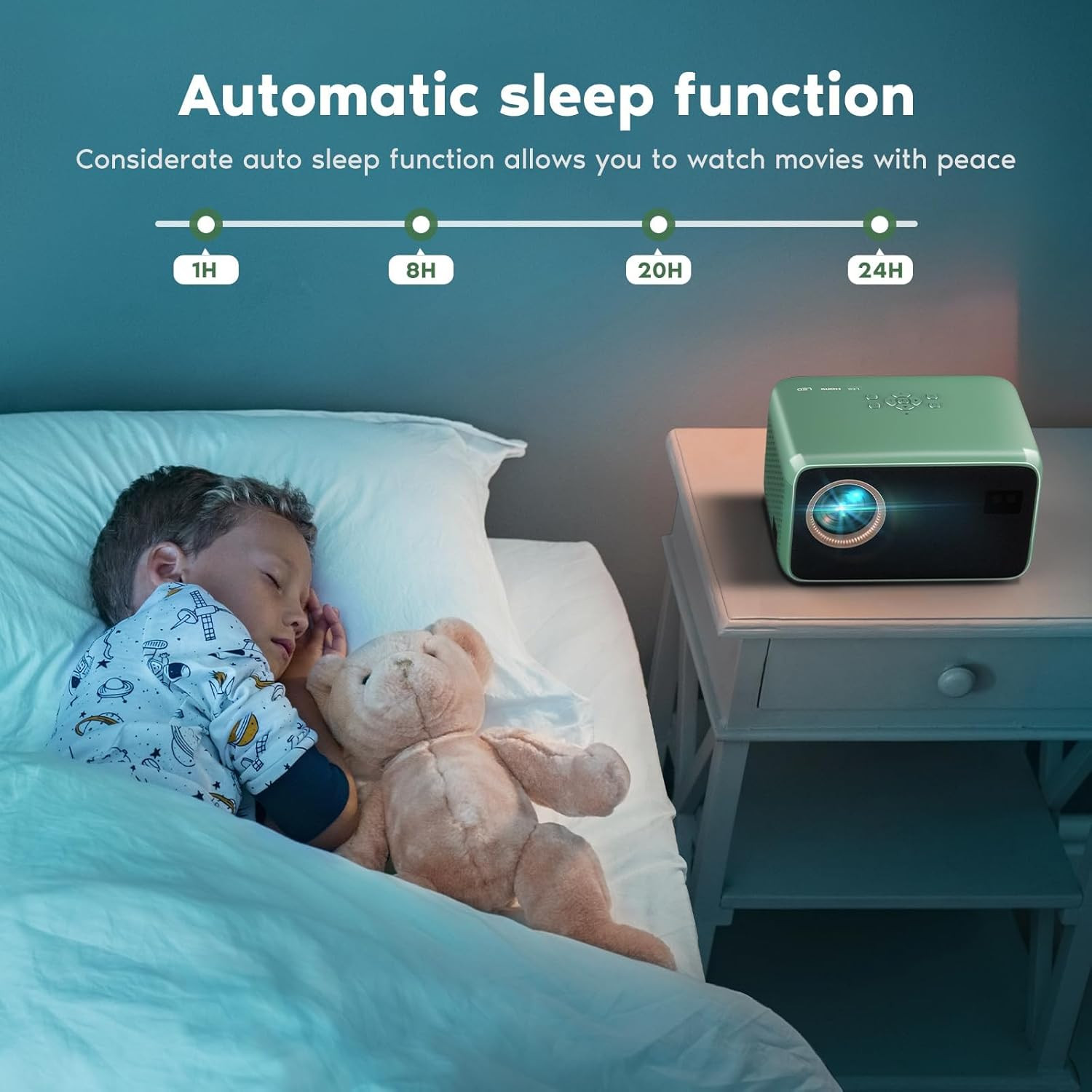 Projector with Wifi and Bluetooth, Native 1080P Portable Mini Projector 4K Suppo