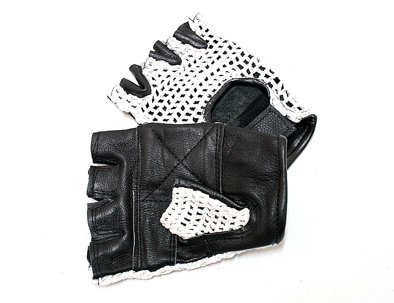 White Meshback Real Leather Gloves with Adjustable Strap, Heavy Duty Quality
