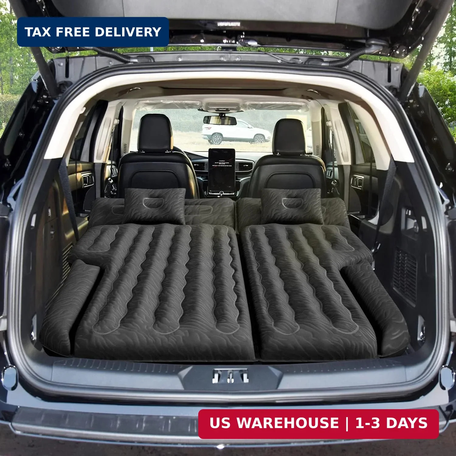 SUV Air Mattress for Trunk: Upgraded Car Camping Mattress with Flocked