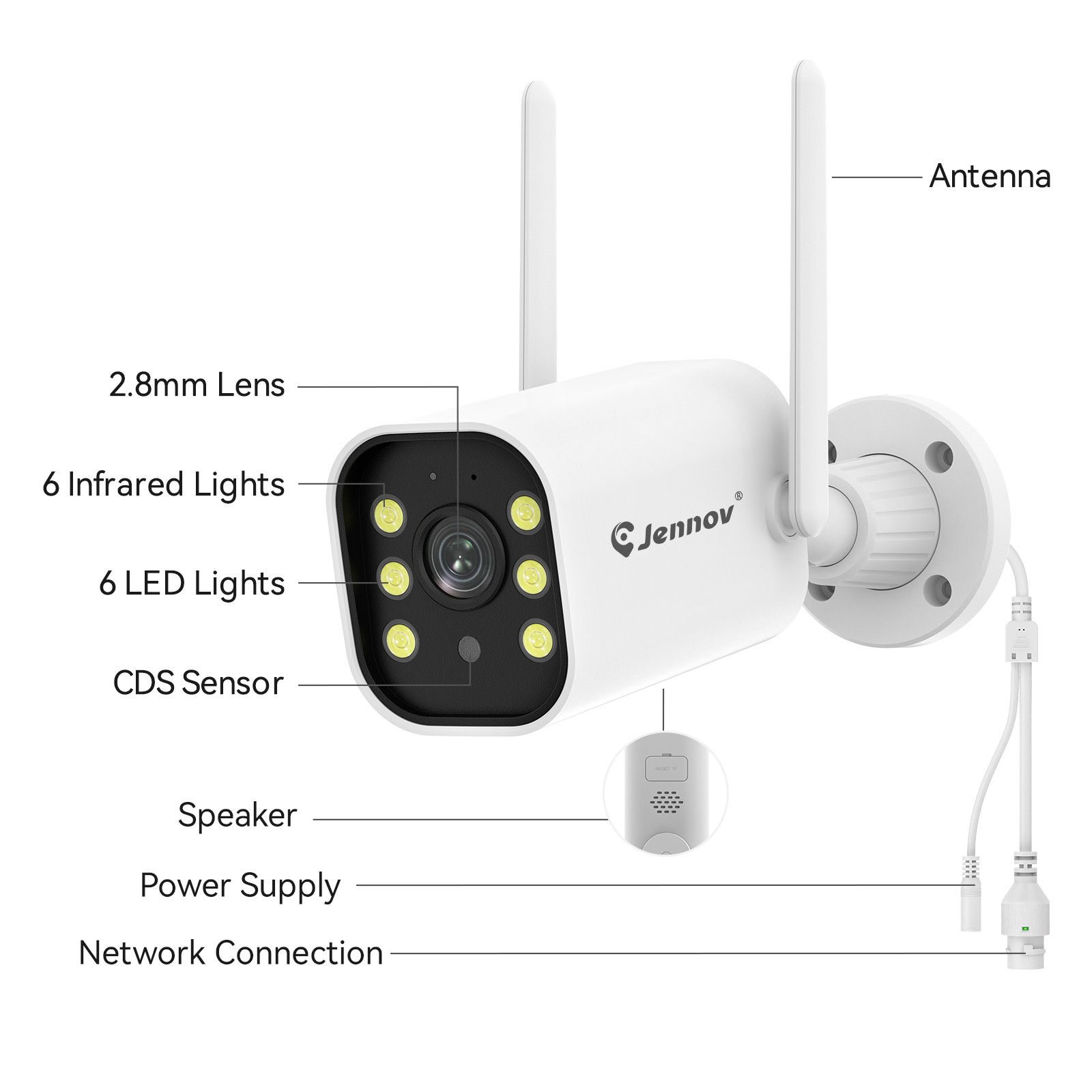 JENNOV 6Pcs Cameras Wireless CCTV Security Camera System WiFi 10CH 5MP NVR Audio