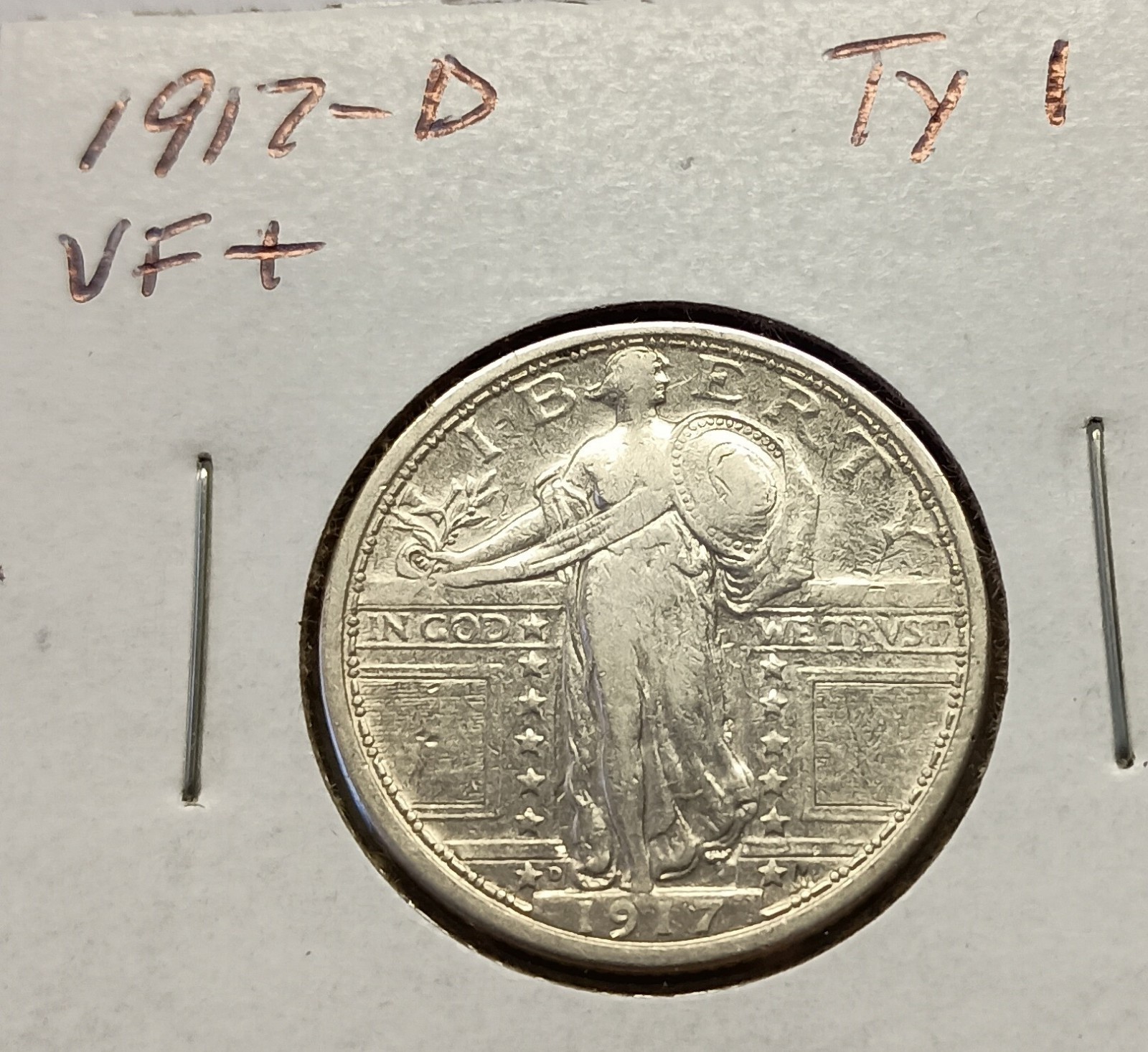 1917-D TyI VF+ Standing Liberty Quarter