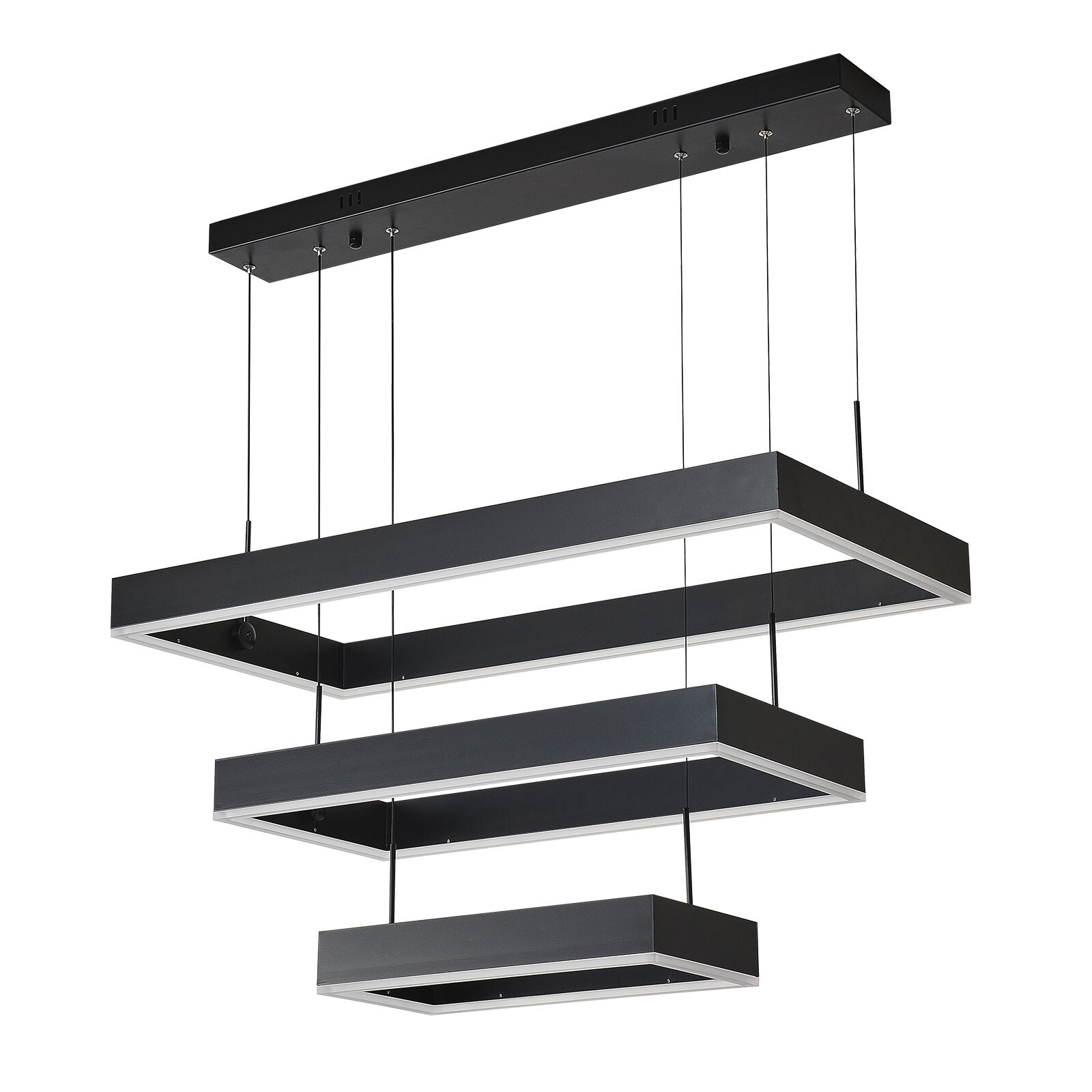 Modern LED Chandelier Light Rectangular Pendant Ceiling Light Lamp With Remote