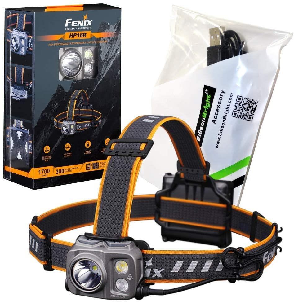 Fenix HP16R 1250 lumen dual white beam & red LED Headlamp, rechargeable battery
