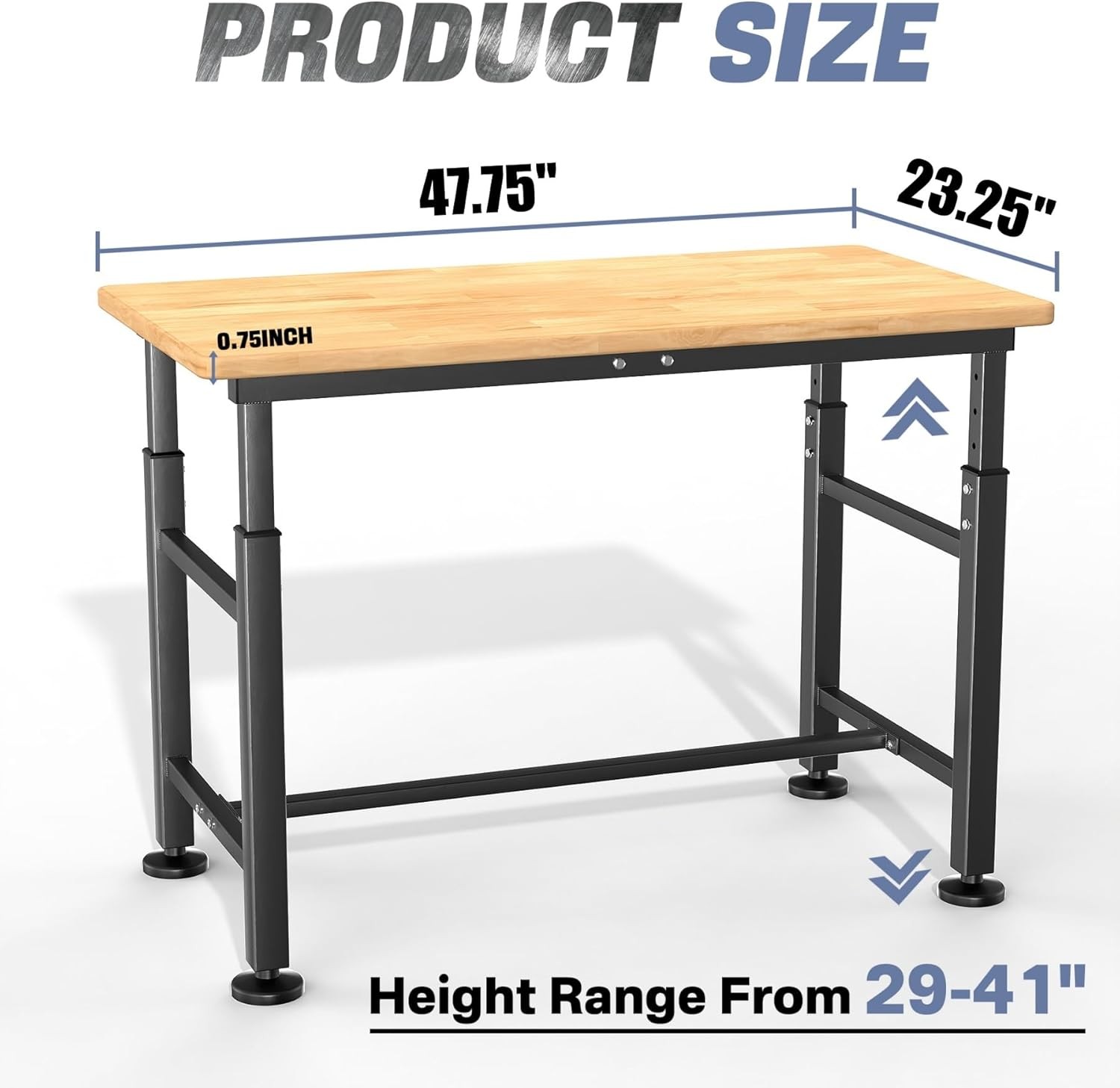 Workbench Heavy Duty Adjustable Rubber Wood 2000lbs