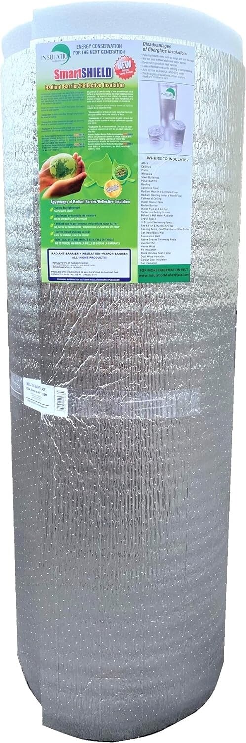 SmartSHIELD Pro 20mm Thick Foil Insulation Roll 48"x25ft  R-23 Radiant Barrier