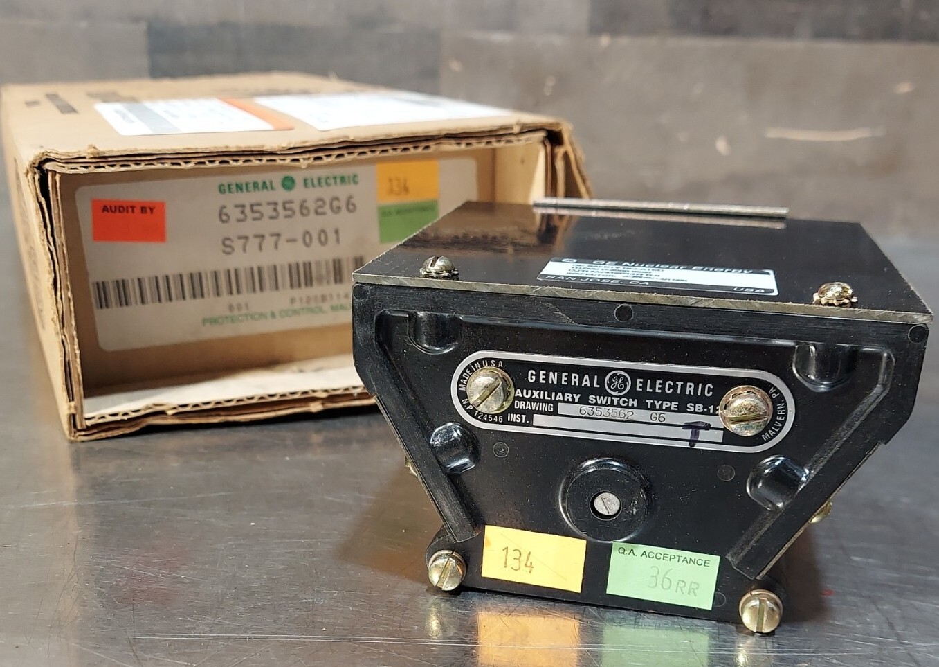 GE Auxiliary Switch Type SB-12. 6353562G6 S777-001.  P/N DJ317A7419P147