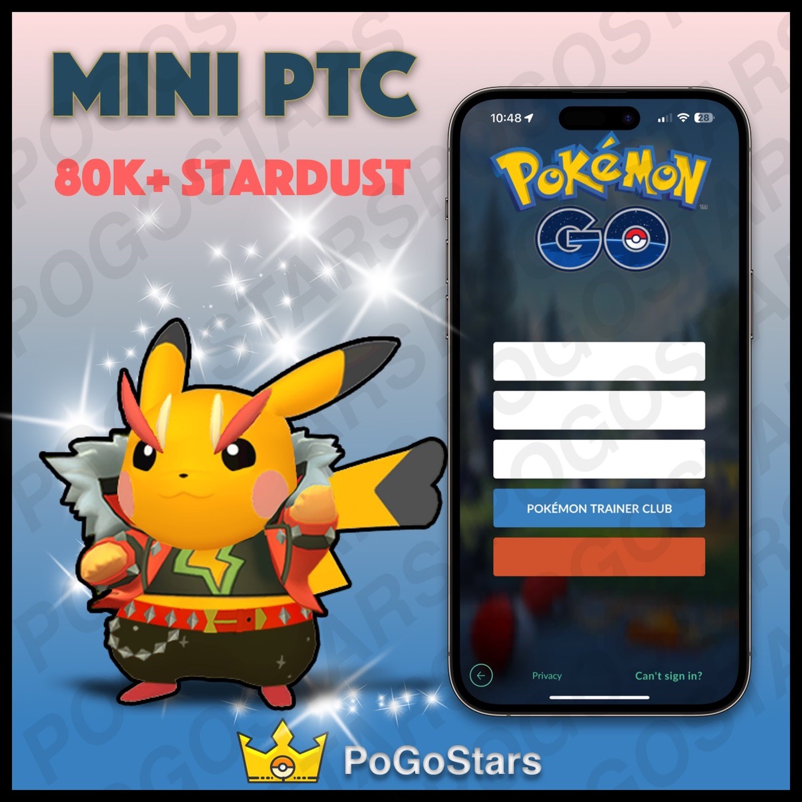 Pokémon PTC Go - Shiny Pikachu Rock Star  - 80K Stardust✨Read Description✨
