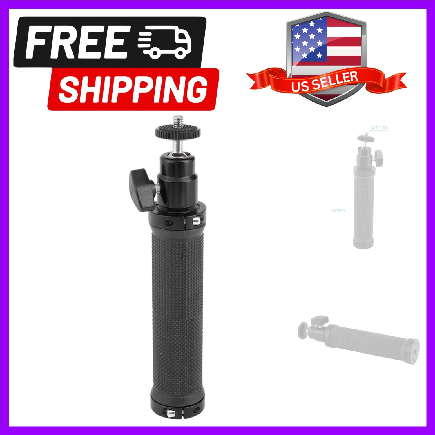 Aluminum Alloy Rubber Hand Grip with 360° Swivel Ball Head for Enhanced Shooting