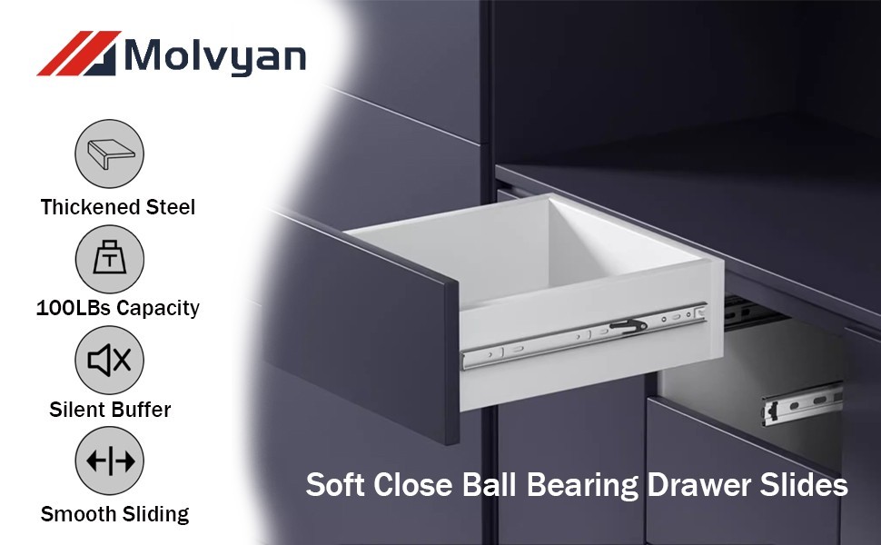 Heavy-Duty Soft-Close Drawer Slides Capacity Full Extension 22"20"18"