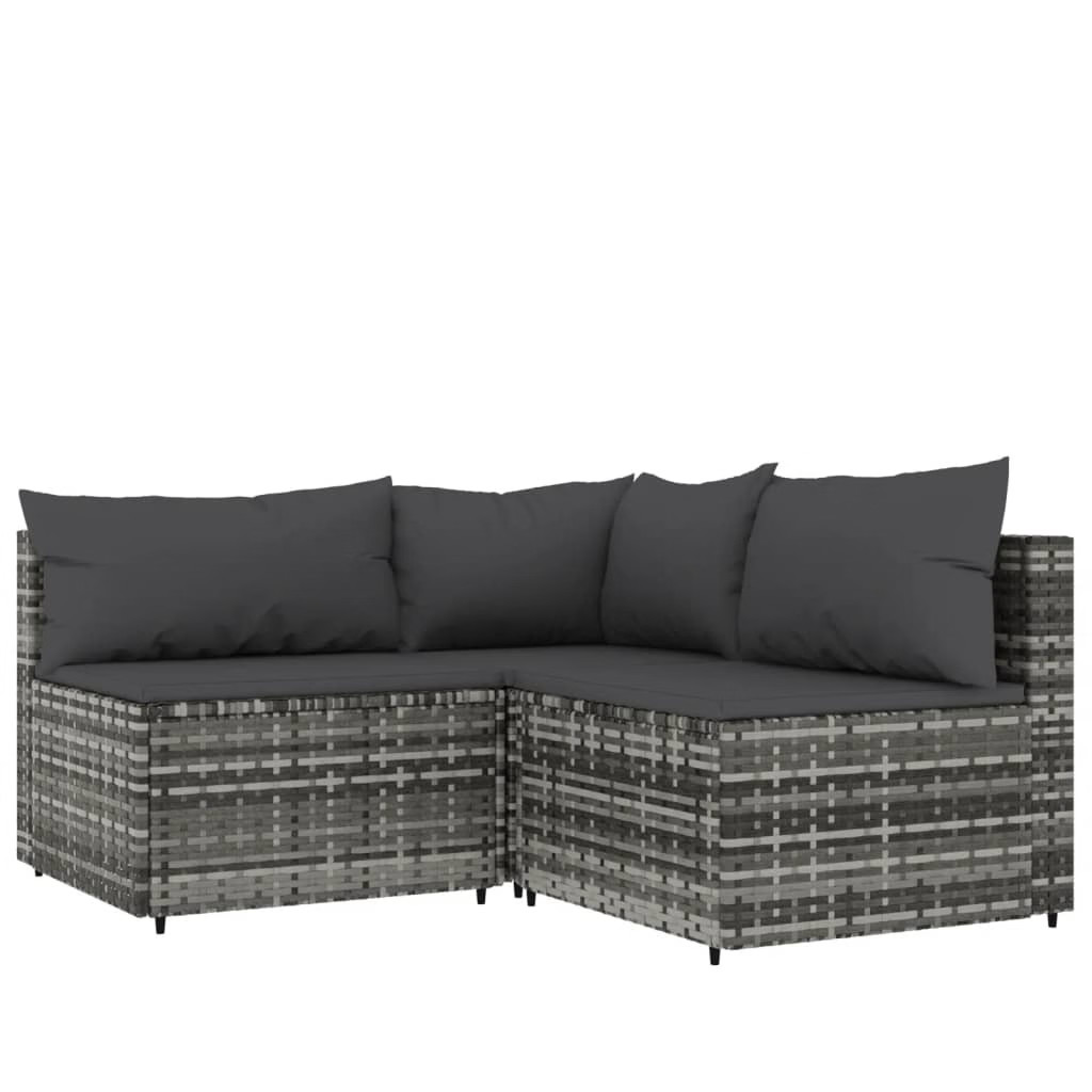 Patio Lounge Set Grey Poly Rattan Medium Adjustable Feet