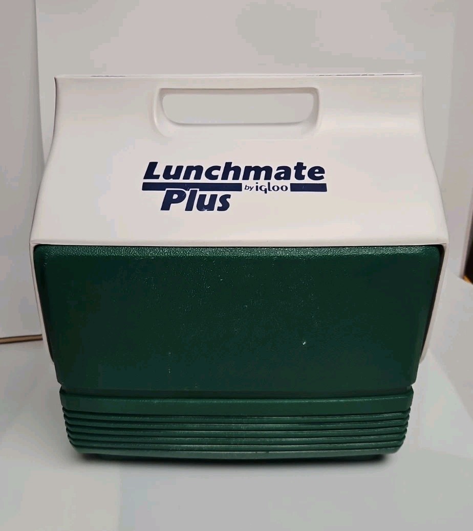 Vintage 90's LunchMate Plus Cooler By Igloo Green & White W/ Blue Lettering Nice