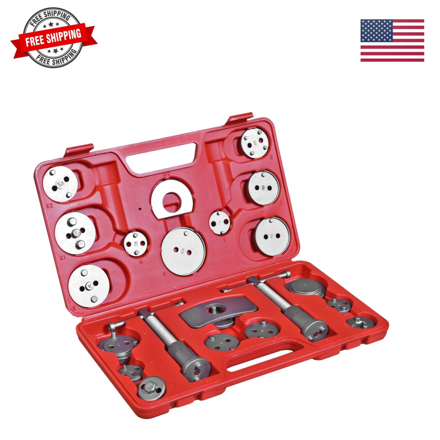 22 PCS Brake Caliper Press Tool Kit, Disc Brake Piston Caliper Compressor Too...